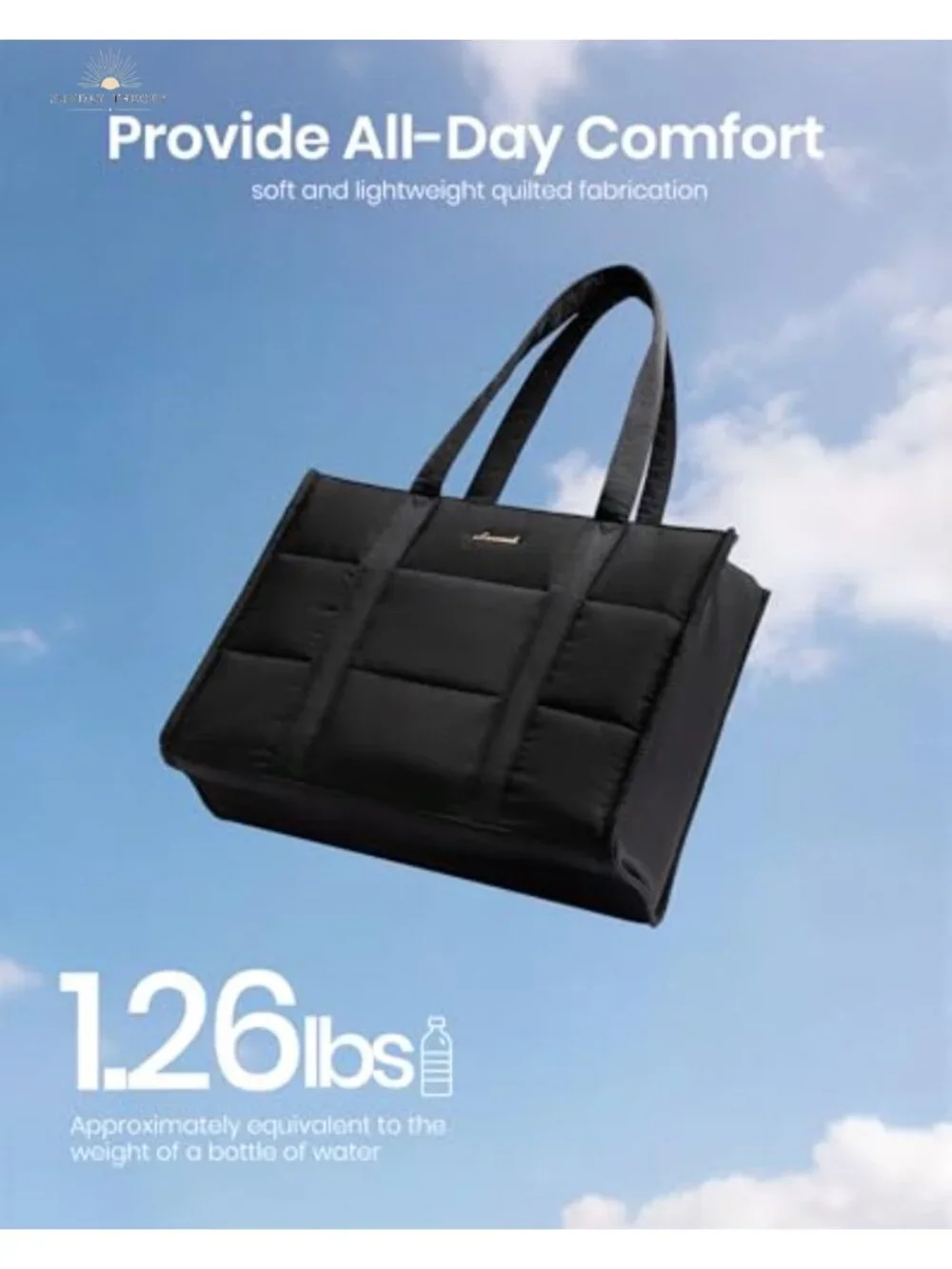 Padded Cotton Laptop Tote Bag for Women 15.6 Inch Work Shoulder Bag Quilted